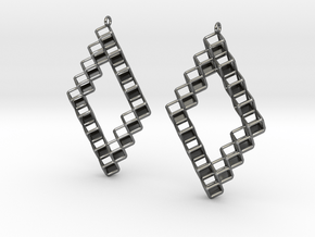 Cube Earrings 1  "Points of View" collection in Fine Detail Polished Silver