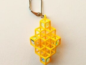 Cube Earrings 2 "Points of View" collection in Yellow Processed Versatile Plastic