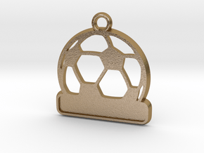 Football / Soccer Ball Keychain in Polished Gold Steel