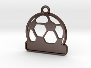 Football / Soccer Ball Keychain in Polished Bronze Steel