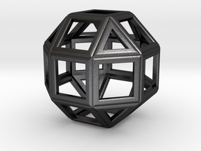 da Vinci's rhombicuboctahedron in Polished and Bronzed Black Steel