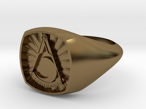 Masonic District Deputy Ring in Polished Bronze