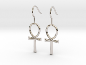 Ankh Earrings in Rhodium Plated Brass