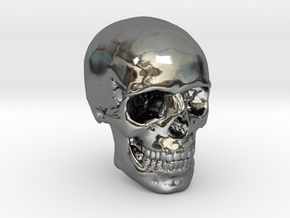 1/24  Human Skull Crane Schädel че́реп in Fine Detail Polished Silver