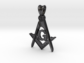 (Small)BLUE LODGE PENDANT in Polished and Bronzed Black Steel