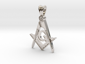 (Small)BLUE LODGE PENDANT in Rhodium Plated Brass