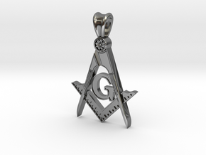(Small)BLUE LODGE PENDANT in Fine Detail Polished Silver