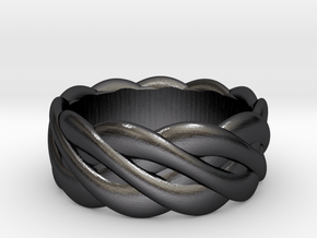 Braided celtic ring - t 19 in Polished and Bronzed Black Steel