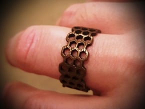 Honeycomb fashion Ring Size 12 in Polished Bronze Steel
