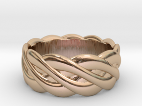 Braided celtic ring - t 19 in 14k Rose Gold Plated Brass