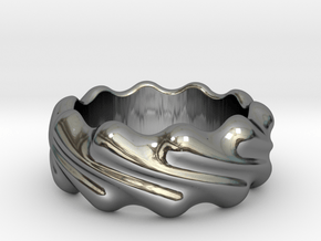 Ring Wave 14 - Italian Size 14 in Fine Detail Polished Silver
