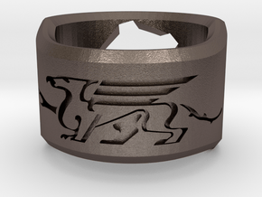 Gryphon Ring in Polished Bronzed Silver Steel