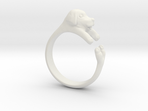 Puppy Dog Ring - (Sizes 4 to 15 available) Size 9 in White Natural Versatile Plastic