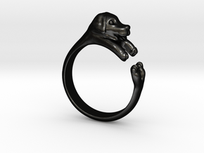 Puppy Dog Ring - (Sizes 4 to 15 available) Size 9 in Matte Black Steel