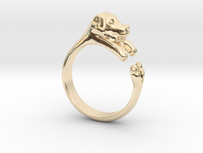 Puppy Dog Ring - (Sizes 4 to 15 available) Size 9 in 14k Gold Plated Brass
