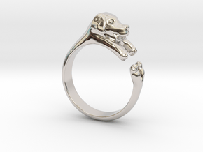 Puppy Dog Ring - (Sizes 4 to 15 available) Size 9 in Platinum