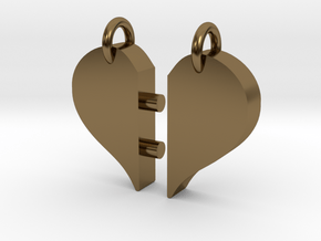 Heart Pendants-redesign in Polished Bronze