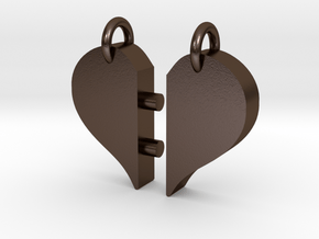Heart Pendants-redesign in Polished Bronze Steel