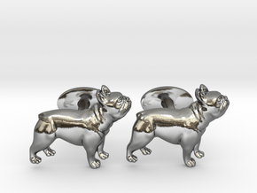 French Bulldog Cufflinks. in Fine Detail Polished Silver