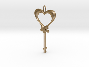 Magic Valentine's Heart Key (10% off until Feb14) in Polished Gold Steel