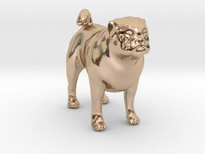 Standing Fawn Pug in 14k Rose Gold Plated Brass