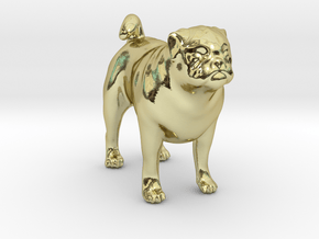 Standing Fawn Pug in 18k Gold
