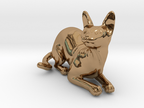 Laying Blue Sphynx in Polished Brass