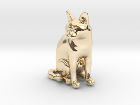Sitting Gray Chartreux in 14k Gold Plated Brass