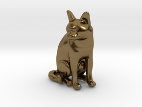 Sitting Gray Chartreux in Polished Bronze