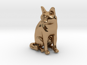 Sitting Gray Chartreux in Polished Brass