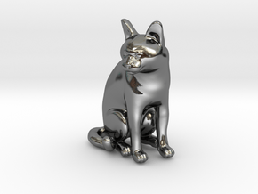 Sitting Gray Chartreux in Fine Detail Polished Silver