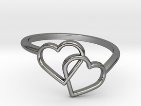 Interlocking Hearts Ring in Fine Detail Polished Silver
