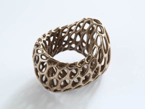 Designer geometric coctail ring #Skeleton in Polished Bronzed Silver Steel