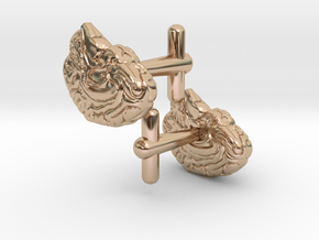 Anatomical Brain Cufflinks in 14k Rose Gold Plated Brass