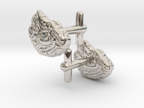 Anatomical Brain Cufflinks in Rhodium Plated Brass