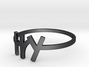 "try" Ring Size 8 in Polished and Bronzed Black Steel