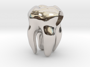 Tooth Charm / Pendant in Rhodium Plated Brass