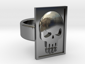 Phantom Skull Ring in Fine Detail Polished Silver
