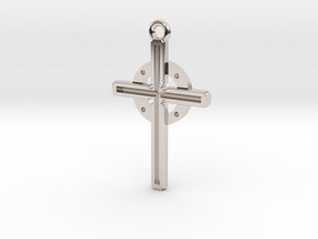Cross larger 50mm in Rhodium Plated Brass