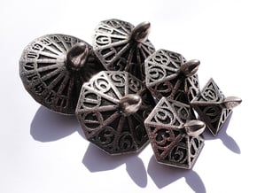 Top Dice Set in Polished Bronzed Silver Steel