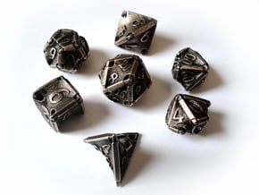 Stretcher Dice Set With Decader in Polished Bronzed Silver Steel