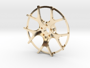 Twin Five Spoke Wheel Face in 14k Gold Plated Brass