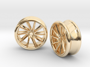 Set Of Vossen CVT Gauge EarRings 20mm InnerD in 14k Gold Plated Brass
