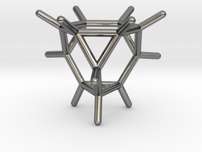 0290 Truncated Tetrahedron Molecule (C12H12) in Fine Detail Polished Silver