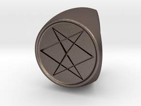 Custom Signet Ring 10 in Polished Bronzed Silver Steel