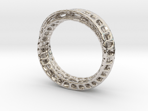 Twisted Bond Ring Size14 (23mm) in Rhodium Plated Brass