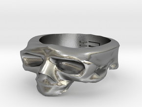 Splitted Skull Ring in Natural Silver