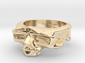 Splitted Skull Ring in 14K Yellow Gold