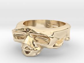 Splitted Skull Ring in 14k Gold Plated Brass