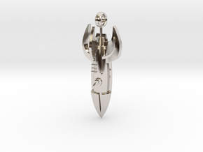 "D" Rocket Keychain ver 2 in Rhodium Plated Brass